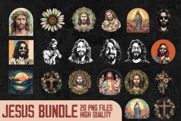 Jesus Cliparts Bundle Sublimation for T-Shirt Designs