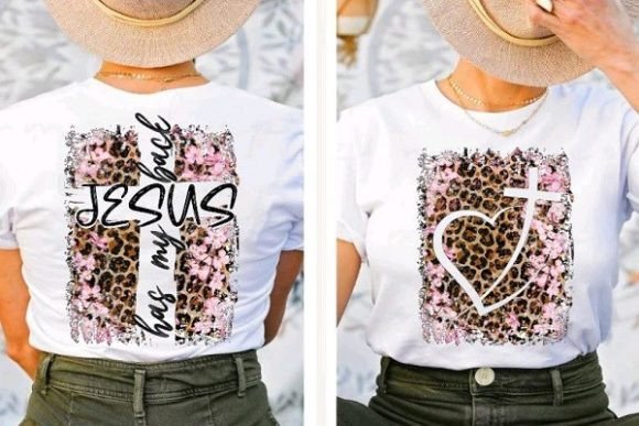 Jesus Has My Back Pink Flowers T-Shirt Designs
