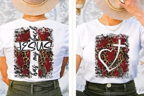 Jesus Has My Back Red Roses PNG File for T-Shirt Designs